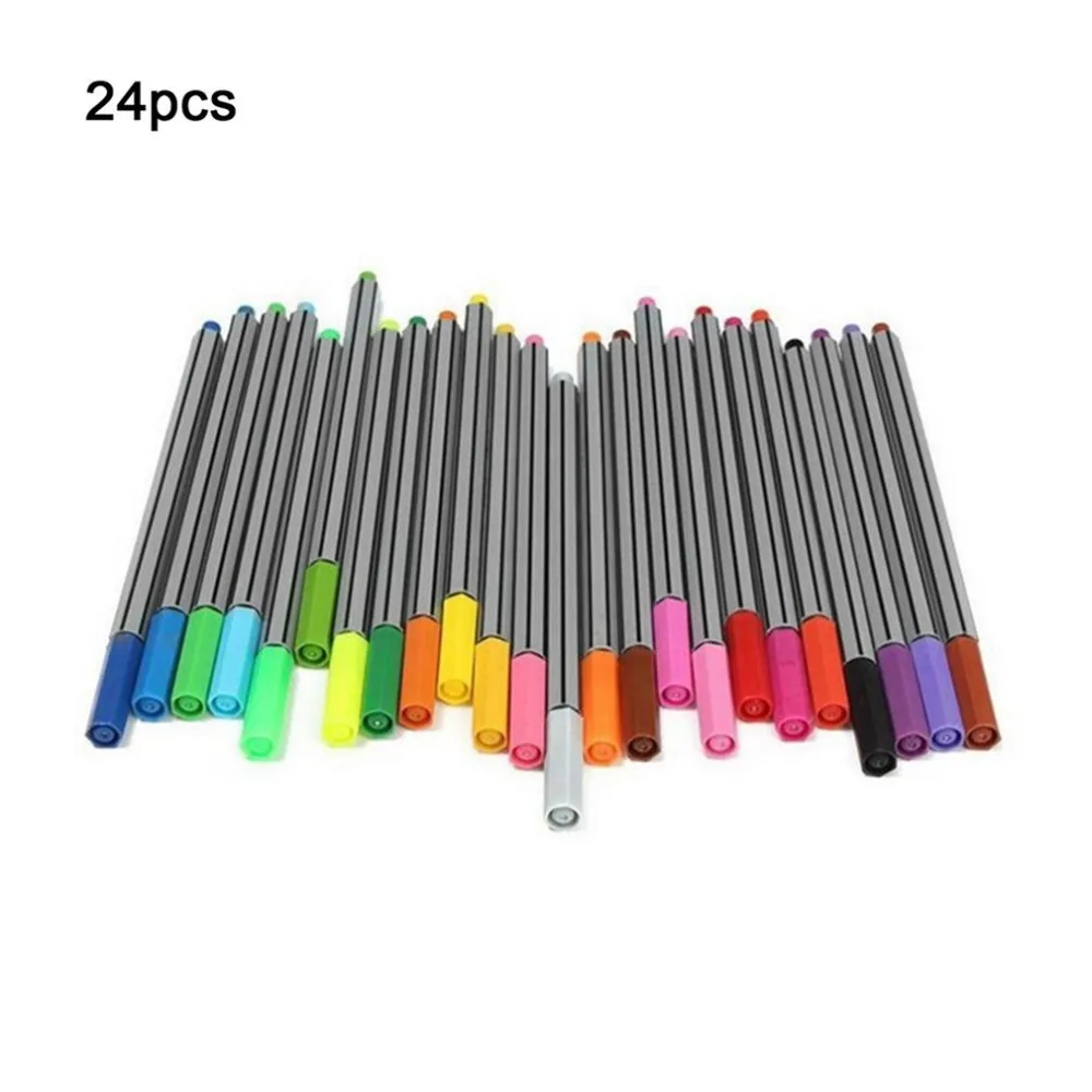 24 Colori Sottile Linea Disegno A Penna Manga Del Fumetto Pubblicit  Pro tazione di Cancelleria Ufficio Scolastico Forniture Art Marker Penne Gel Penne
