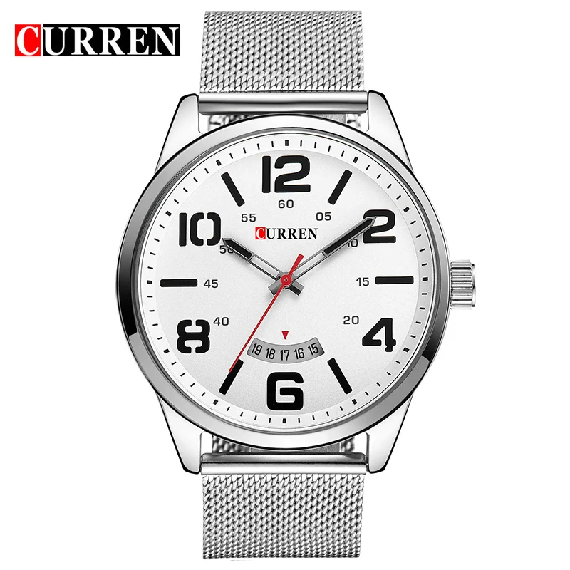 

CURREN Simple Style Calendar Casual Men Watch Big Digital Quartz Male Clock Fashion Full Steel Relogio Masculino Reloj Hombre