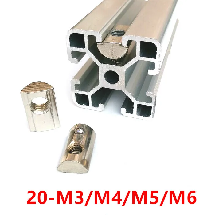 

T-Nuts Roll in Slot Nuts Thread M3 M4 M5 M6 T Spring Nuts Half Round Elasticity Nuts for 2020 Series Aluminum Profile Extrusions