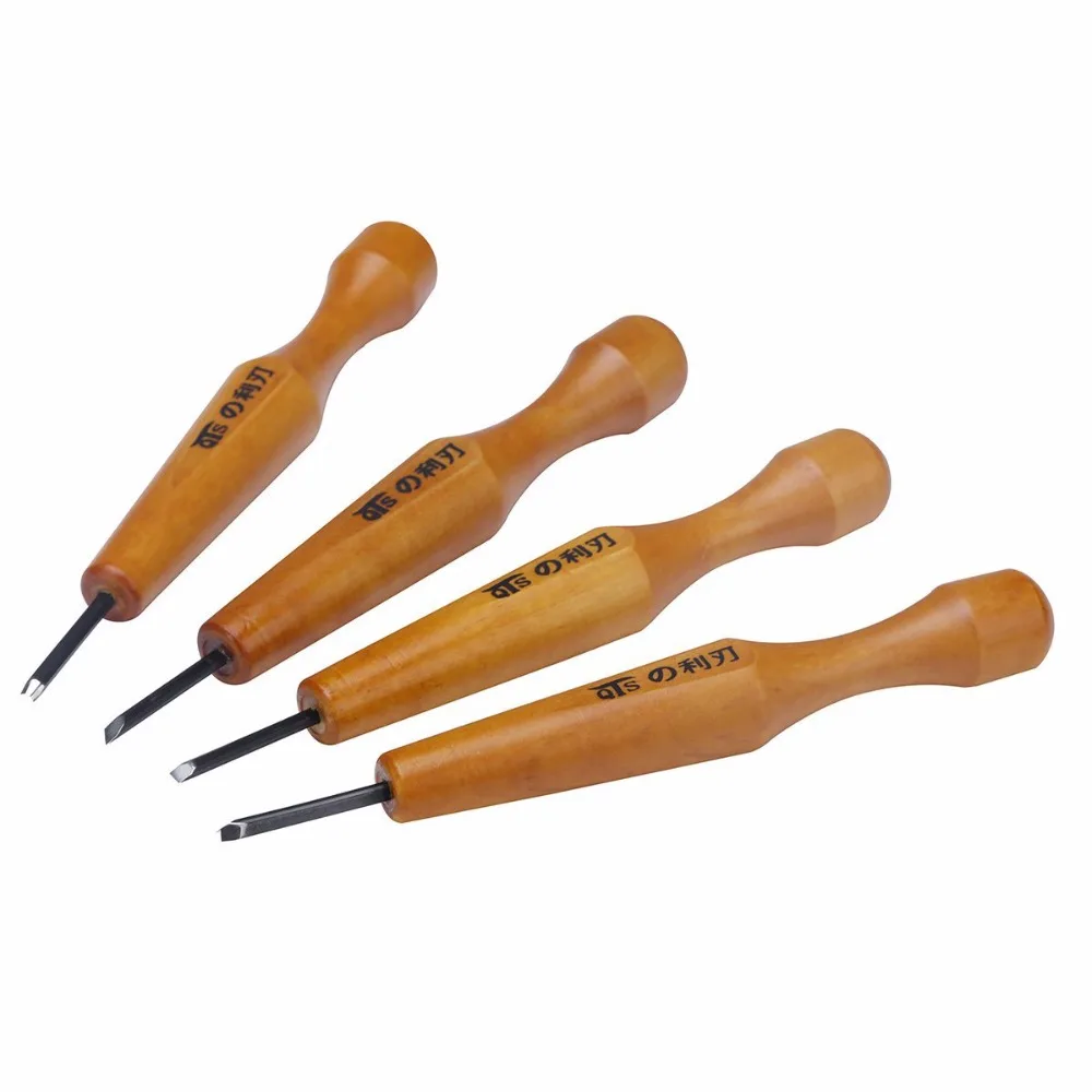 

MEEDEN 4PCS Professional Wood Carving 2# Set Knife Cutter Kit Engraving Case DIY Supplies woodcarvers for wood Woodworking Tool