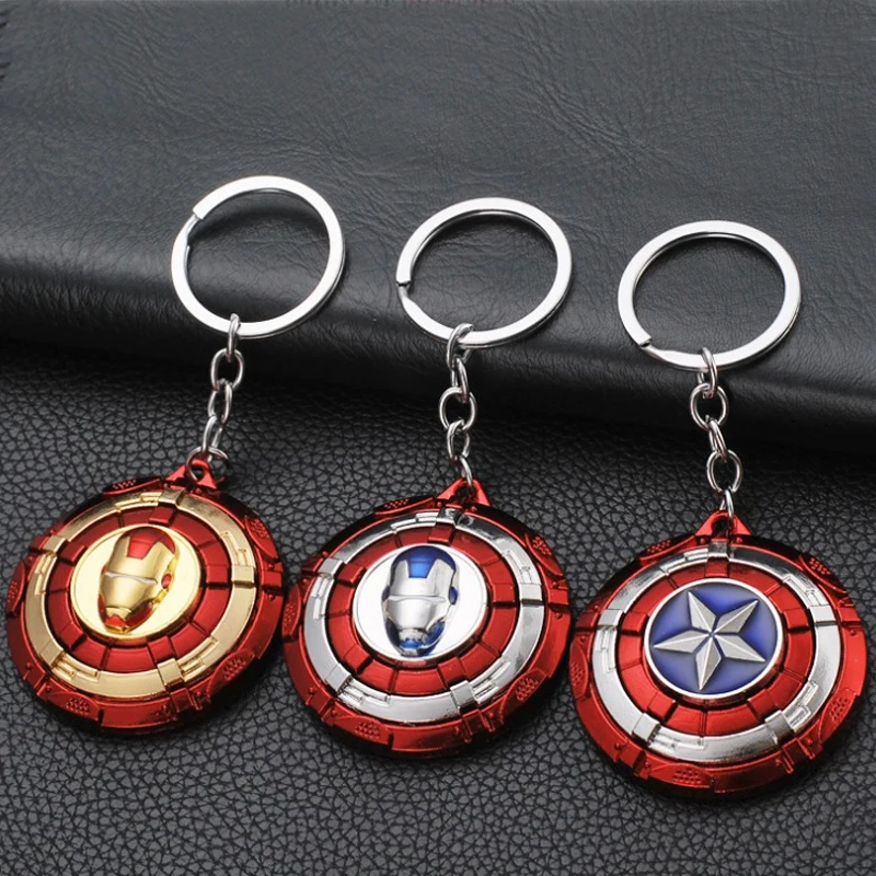 

Avengers Endgame Captain America Keychain Cosplay Props Alloy Rotate Key Chain Unisex Car Keyring Iron Man Accessories