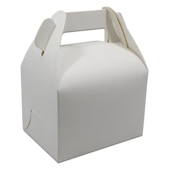 

30Pcs/Lot Kraft Paper Cake Gift Packaging Box with Handle White and Brown Paper Packing Box for Wedding Party Decoration