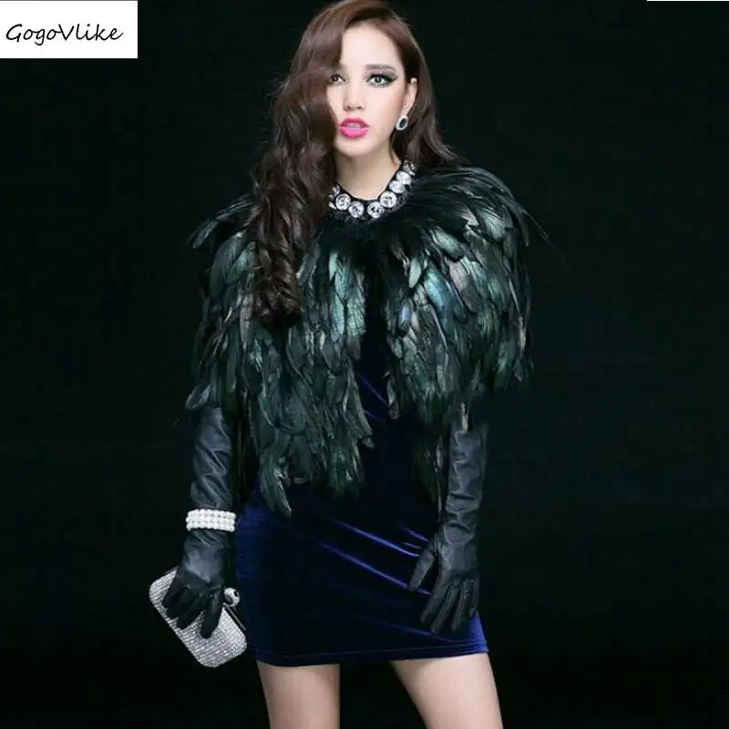 

2018 New Feather jacket Winter Fur Coat Short Paragraph Natural Feathers Women Lady Dance Outwear Bar Coat Special LT158S30