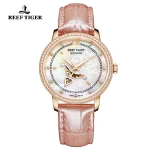 Reef Tiger/RT лучший бренд класса люкс Женские часы автоматический кожаный ремешок женские модные часы Relogio Feminino RGA1550
