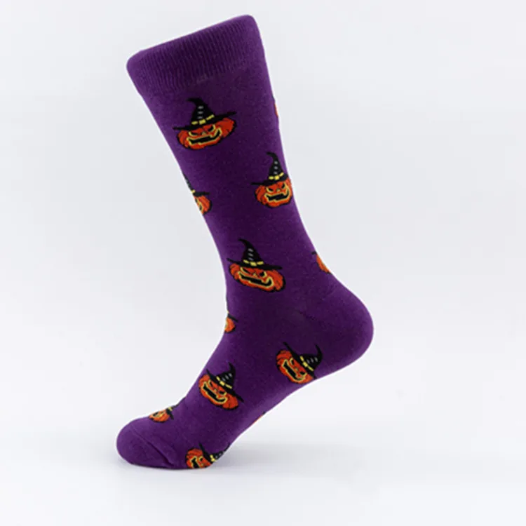 Новинка года; сезон осень-зима; носки для мужчин; Новинка; Носки с рисунком Совы со скелетом-тыквой для Хэллоуина; удобные хлопковые носки; Calcetines Hombre - Цвет: 4