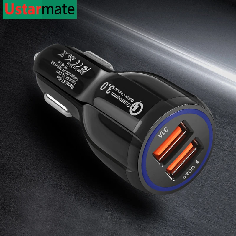 QC3.0 سريعة شاحن شاحن سيارة الهاتف سريع بيانات كابل شحن لهواتف سامسونج Xiaomi هواوي الروبوت محول للشحن اللوحي سيارة-شاحن QC3.0 سريعة شاحن شاحن سيارة الهاتف سريع بيانات كابل شحن لهواتف سامسونج Xiaomi هواوي الروبوت محول للشحن اللوحي سيارة-شاحن