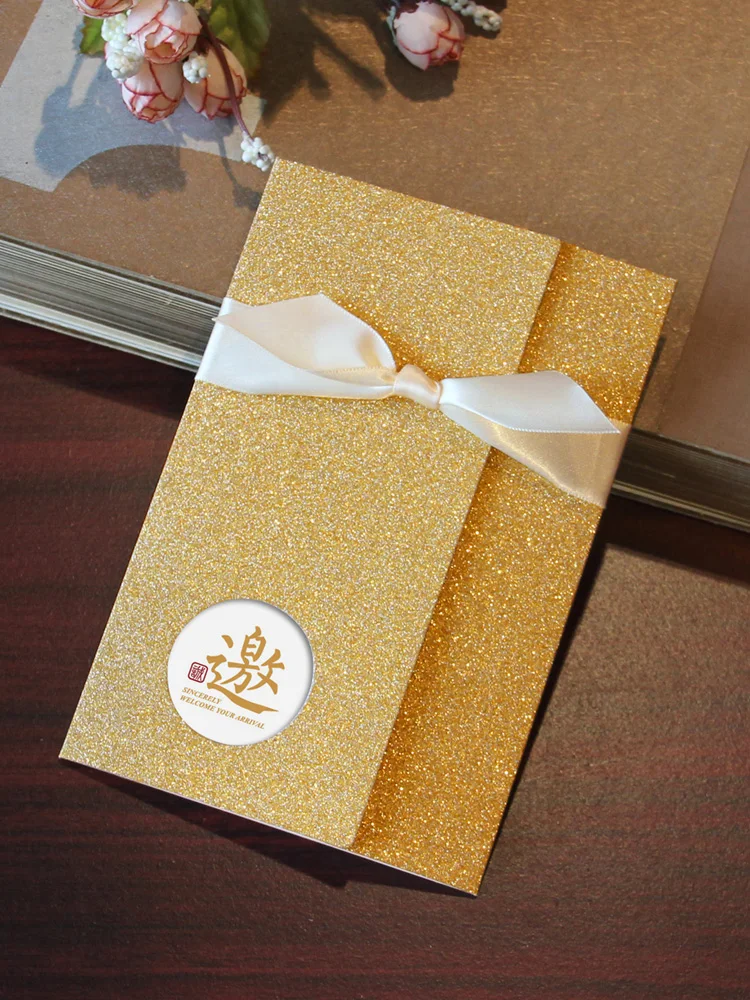 Glitter Gold / Silver Invitation Card Gold Them Wedding Party Wedding Inivitatio/Card Business/Birt - 33063771646