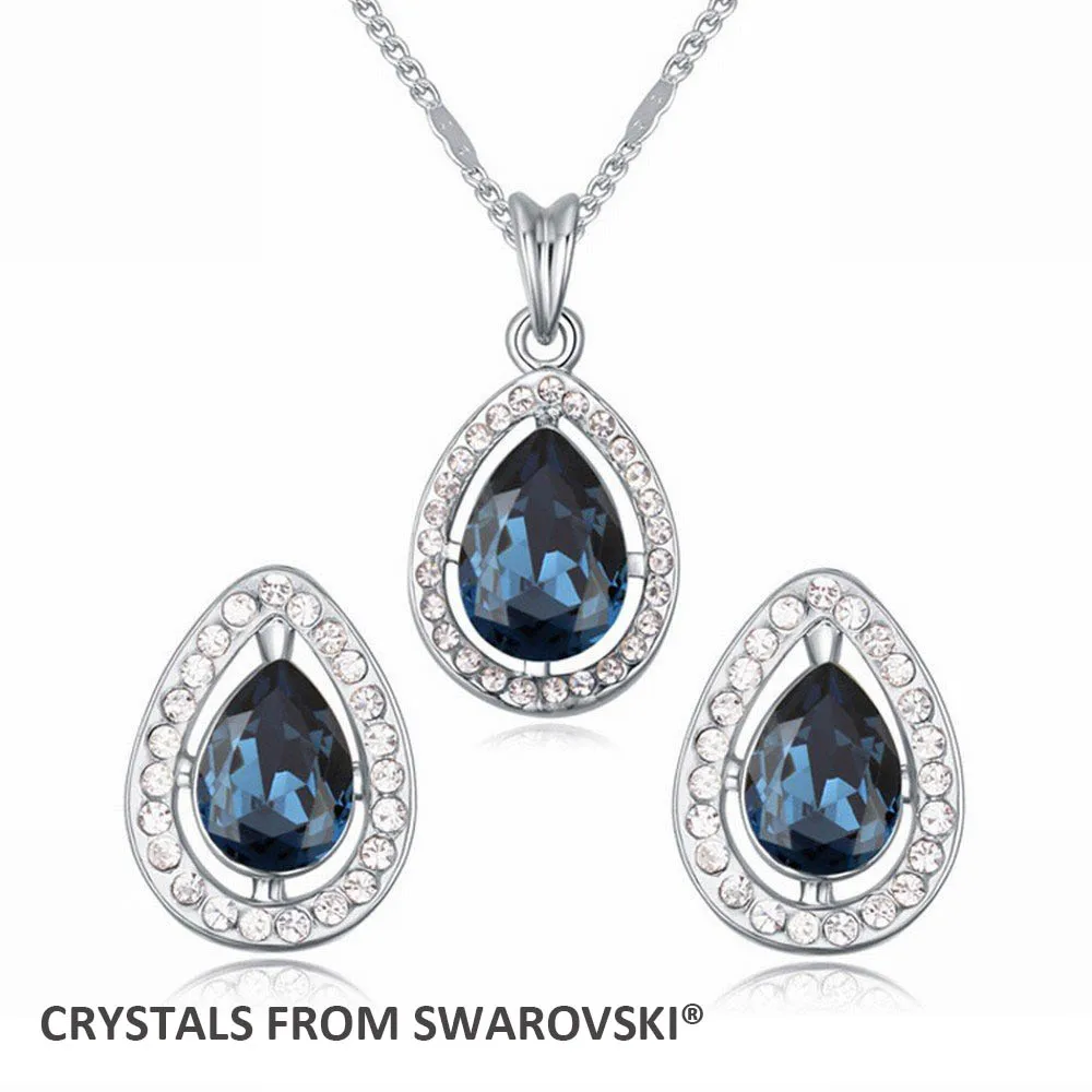 

2015 hot sale New design! Charming drop necklace earrings jewelry set Crystals from Swarovski Christmas Gift