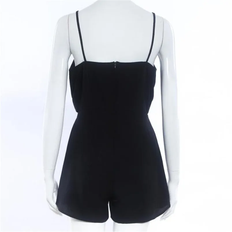  Jumpsuit Summer WomenSolid Black Sexy Sleeveless Playsuit Bodycon Beach Party Jumpsuit Romper Trousers Clubwear F#J07 (4)
