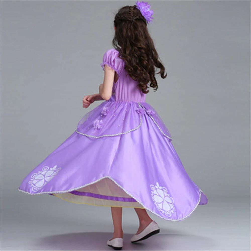 Purple Girls Sofia The First Costume Dresses - Princess Sofia Halloween Cosplay Frocks for Kids. Children's Party Rapunzel Dress Up for Baby. image 5