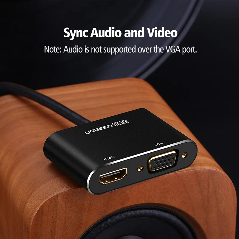 Кабель адаптер Ugreen 2 в 1 Thunderbolt Mini Displayport DP to HDMI VGA 4K 1080P Для Macbook Air Microsurface|hdmi vga adapter