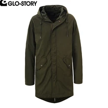 GLO-STORY, Мужской базовый длинный Хлопковый тренч, мужской Тренч, весна, Повседневный, Регулируемая Талия, уличная куртка, пальто, MSX-3791