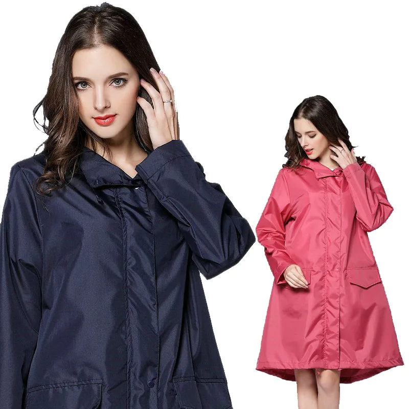 Waterproof Raincoat rainproof for Women lady Hooded Long Rain Jacket