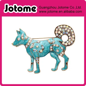 

2.7*2 inch Dainty Enamel Crystal Rhinestone Dog Brooch Pin Jewelry Gift
