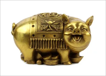 

A Feng Shui lucky pig copper ornaments Home Furnishing Feng Shui lucky Wangcai crafts
