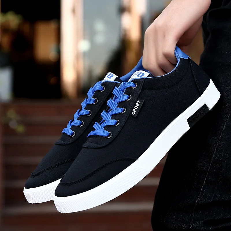 

Men Shoes Spring Autumn Casual Canvas Flat Shoes Lace-up Low Top White Male Sneakers tenis masculino Adulto Shoes S2266