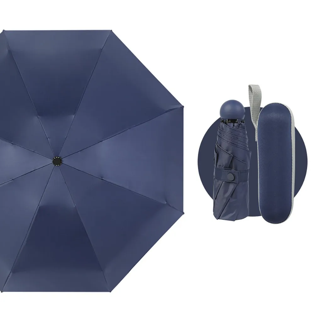 Portable Mini Capsule Umbrella Ultra Light Sunscreen Sun UV Protection Parasol Playa Beach Parasol Umbrellas Stand Rainy Day - Цвет: Navy