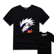 2016 Hombres Mujeres Anime NARUTO Hatake Kakashi Cosplay Divertido camiseta de Algodón Tee Tops envío gratis