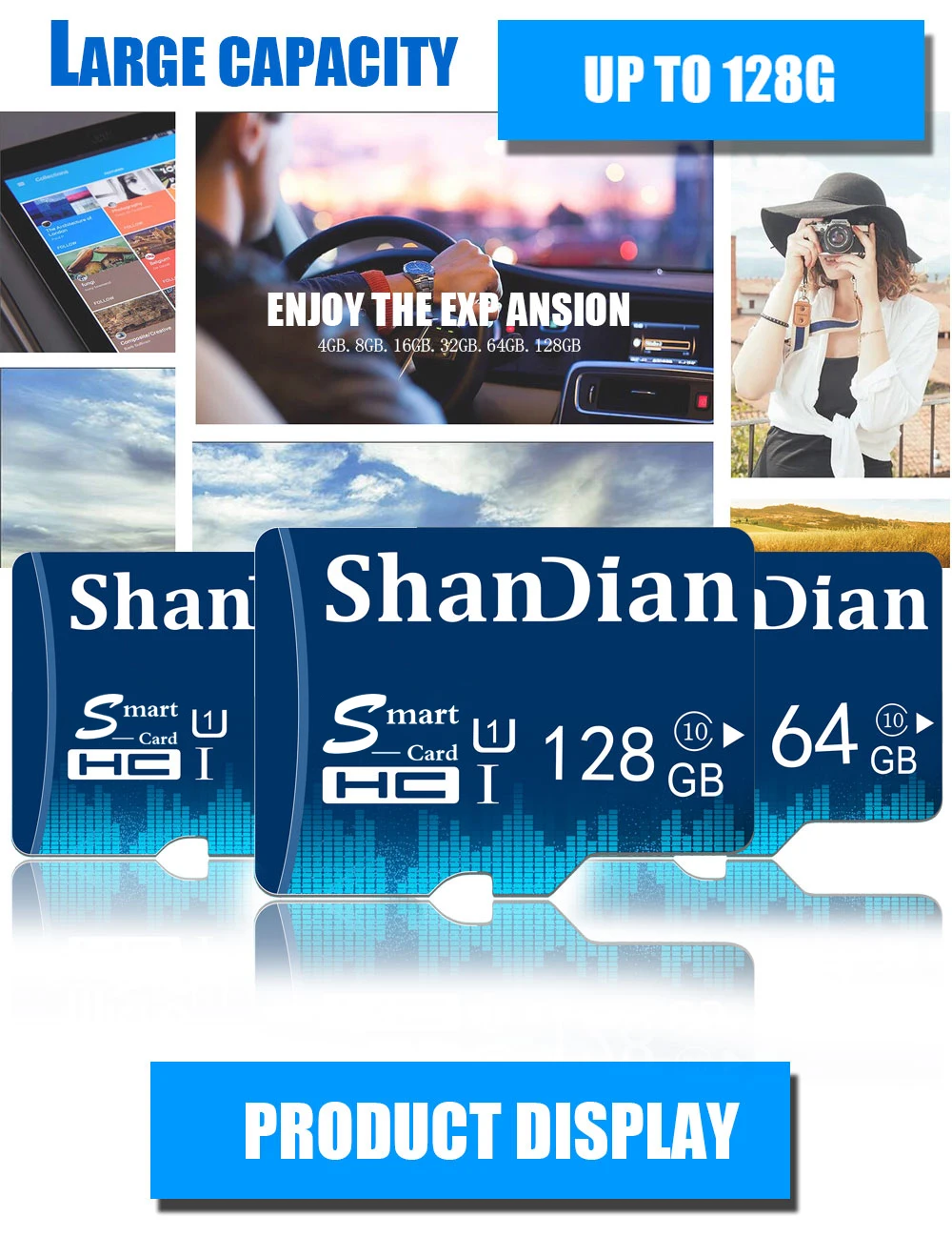 Новая SHANDIAN карта памяти 128 Гб 64 Гб Смарт SD карта класс 10 Флэш-карта 8 ГБ 16 ГБ 32 ГБ память Smartsd TF карта для планшета