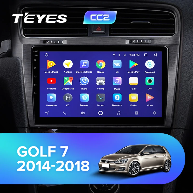 TEYES CC2 Штатная магнитола для Volkswagen Golf 7 VII Android 8.1, до 8-ЯДЕР, до 4+ 64ГБ 32EQ+ DSP 2DIN автомагнитола 2 DIN DVD GPS мультимедиа автомобиля головное устройство