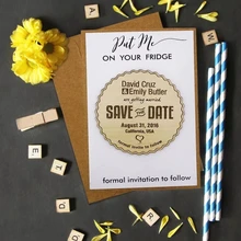 Персонализировать имена Дата выгравирована деревянный карты сохранить Дата свадебные приглашения магниты, пользовательские выгравированы деревянные магниты