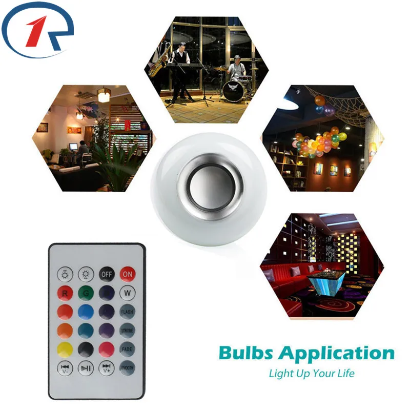 ZjRight E27 RGBW умная Светодиодная лампа Беспроводная Bluetooth музыкальная колонка с