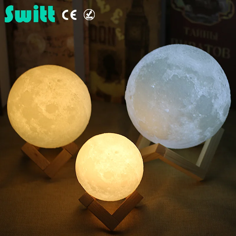 Rechargeable 3D Print Moon Lamp 2 Color Change Touch Switch Bedroom Bookcase Night Light Home Decor Creative Gift цена Rechargeable 3D Print Moon Lamp 2 Color Change Touch Switch Bedroom Bookcase Night Light Home Decor Creative Gift цены онлайн