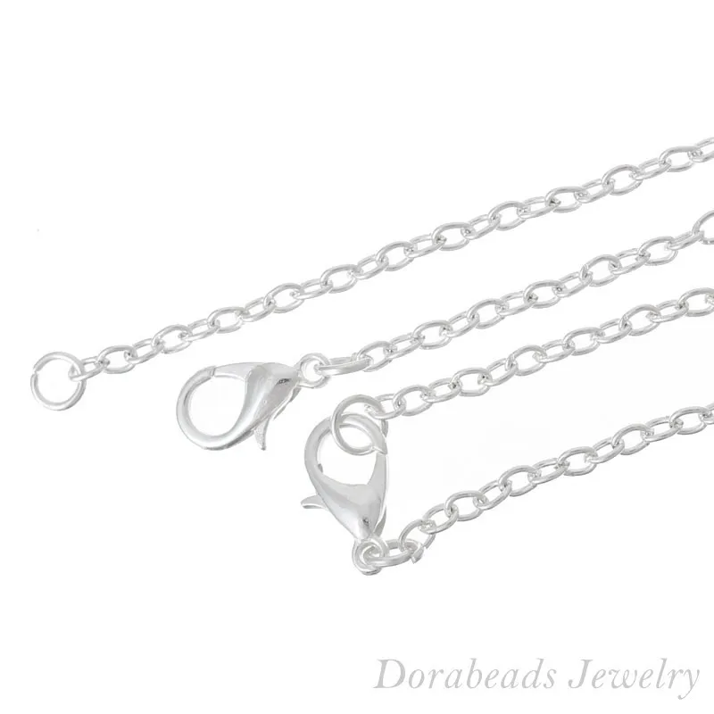 Серебряные украшения doreenbeads Омаров зажимной кабель Соединенные ожерелья ожерелье-цепочка 1" 12 штук(B12716