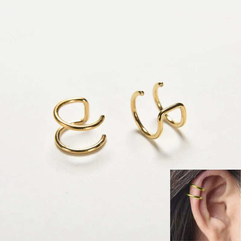 Серьги-клипсы не пирсинг Earcuff клипсы для ушей в форме без piercing Gold серебристый, черный