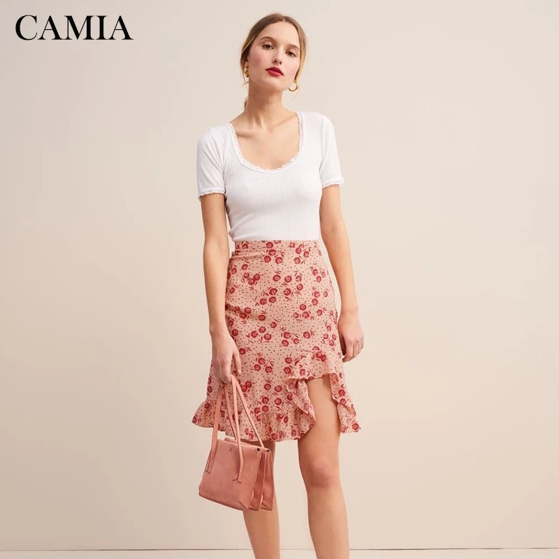 Женская винтажная юбка годе с оборками и цветочным принтом|Юбки| |