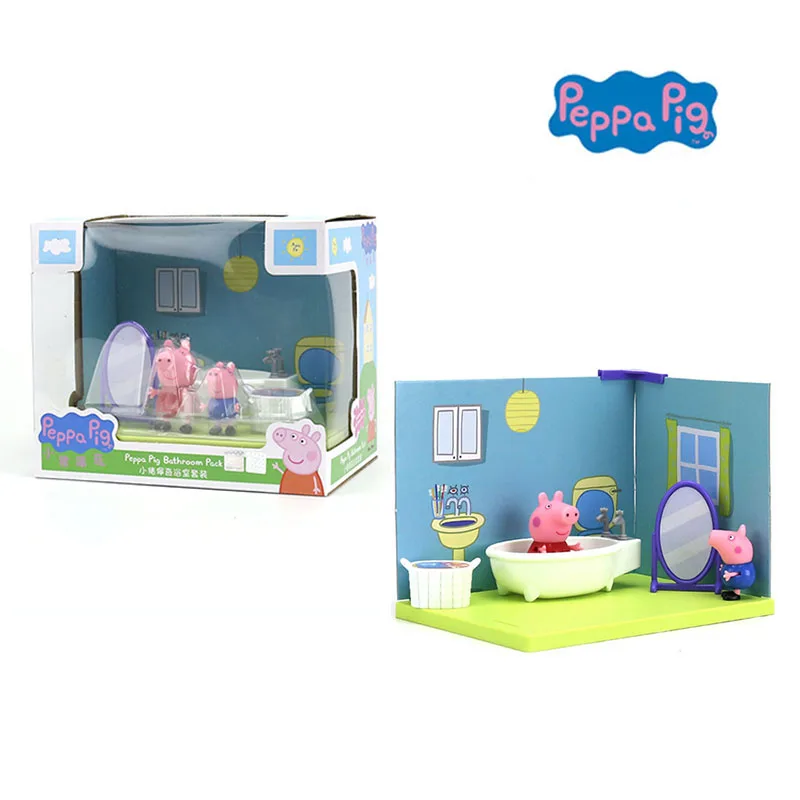 

Genuine PEPPA PIG - 2018 peppa pig Bathroom pack set with Peppa George action figure KIDS TOY children's Birthday Christmas gift