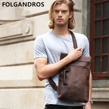 Мужская нагрудная сумка из натуральной кожи, винтажная Большая вместительная нагрудная сумка из воловьей кожи, мужская повседневная многофункциональная сумка на плечо для мобильного телефона