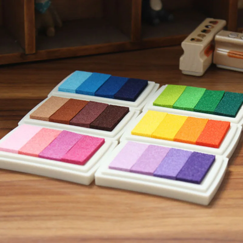 6pcs/lot ink Pad Inkpad Stamp rainbow Color Home made DIY Gradient
