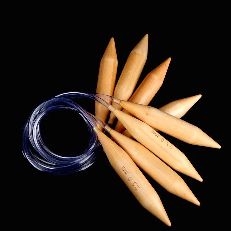 3PC15mm / 20mm / 25mm pletací jehlice háčkování hák karbidový kroužek jehly háčkování svetr bambus karbonizované kruhové smyčky mango