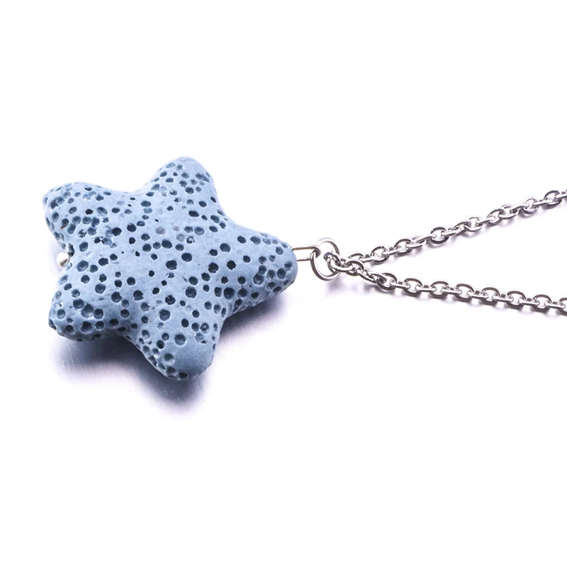 

Colorful Starfish Lava Stone Necklace Diy Volcano Stone Aromatherapy Essential Oil Diffuser Necklace For Women Jewelry