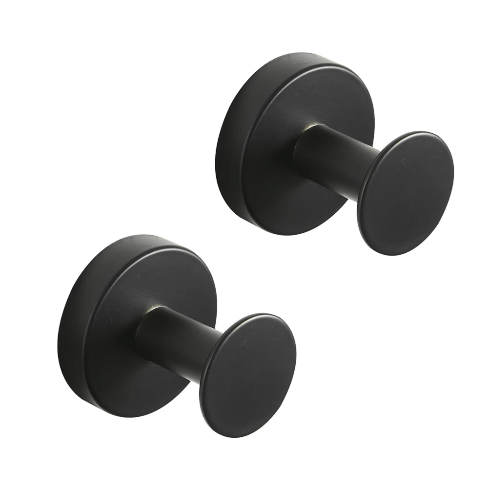 

Leyden Coat Hook SUS 304 Stainless Steel, Round Black Robe Towel Hanger Set of 2 Heavy Duty for Bathroom