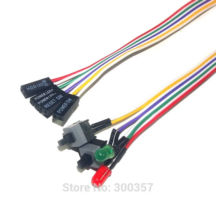 

Computer PC Case Power cable SW with light Re-starting switch Power Reset HDD LED + 2 Switch Cable Connector Adapter