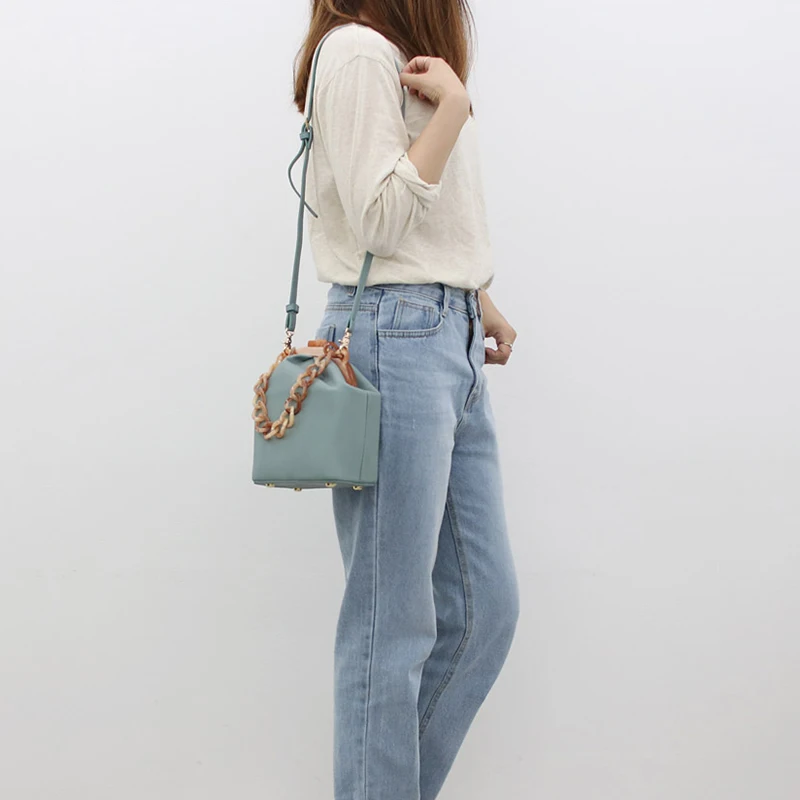 Price Women Box Bag Handbag Luxury Designer 2019 Acrylic Thick Chain Clip Bucket Bags Women Famous Brands Purses And Handbag For Girls