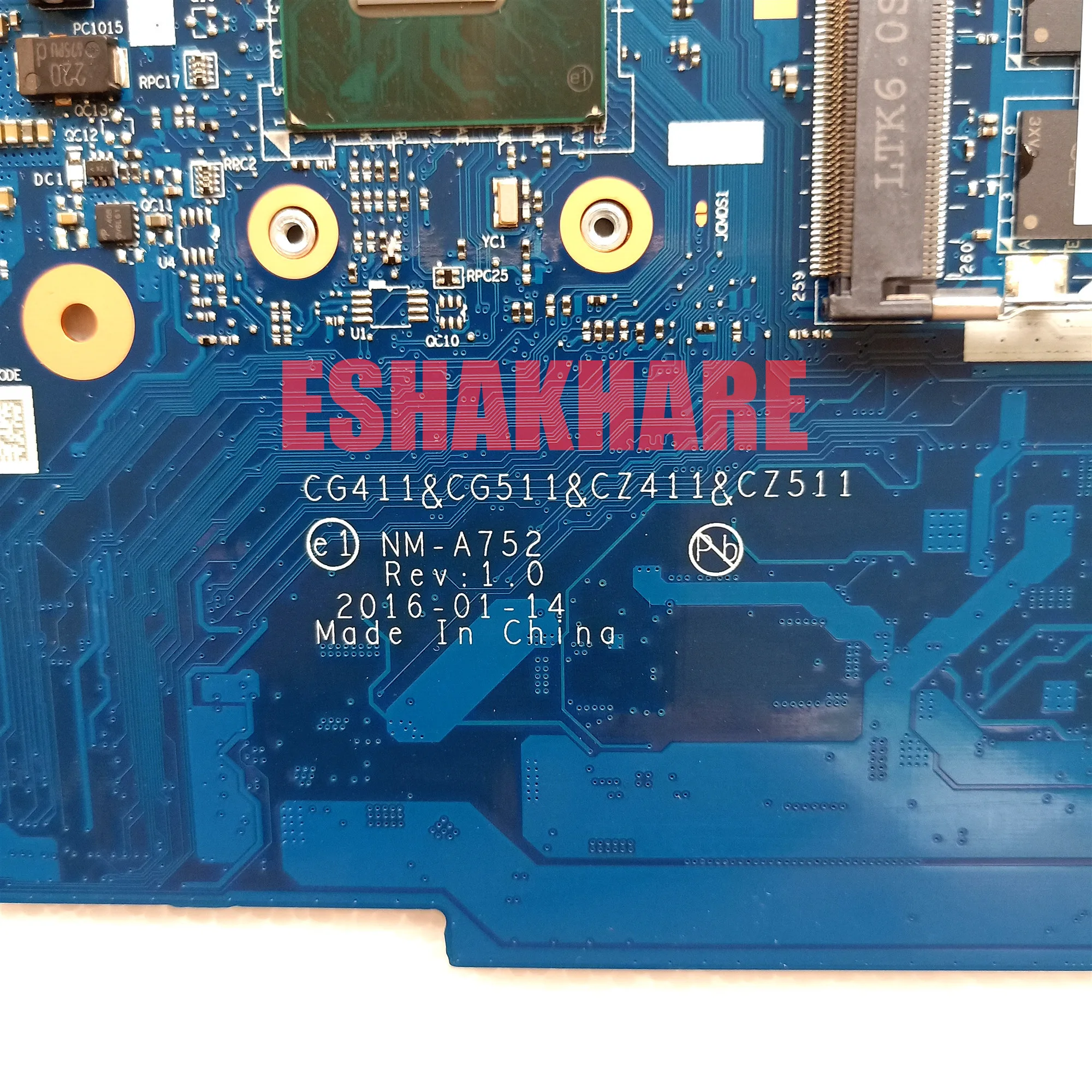 Eshakhare NM-A752 ноутбук материнская плата для Lenovo 310-15ISK 510-15ISK материнская плата 4G-RAM I3 6100U тесты работы