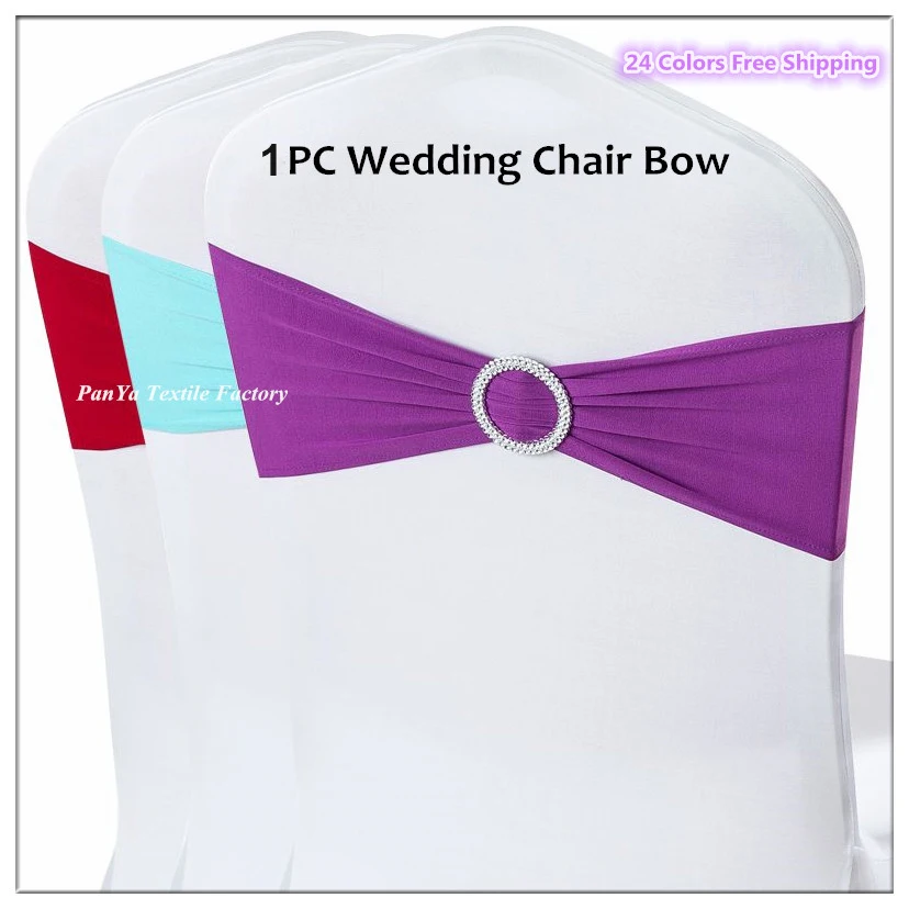 

Big Promotion 1PC Fancy Elastic Chair Bow Lycra Chair Sash Spandex Chair Band with Round Buckle for Wedding Decor Event Supplier