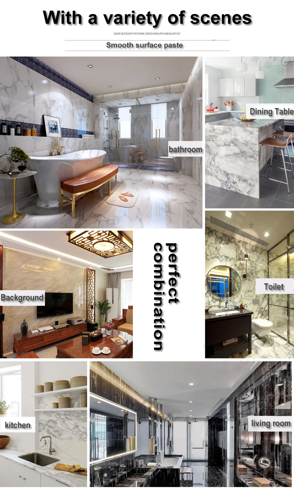 Marble Waterproof Dining Table Wall Stickers Vinyl Self Adhesive Wallpaper Decorative Film Cabinets Countertop Contact Paper DIY