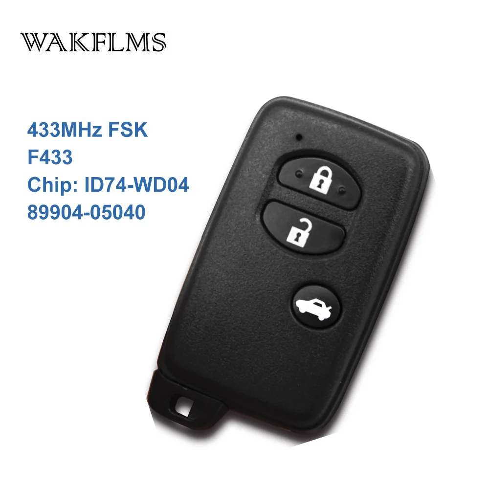 

3 Buttons 433MHz Board No F433 ID74-WD04 Chip Black Keyless Go / Entry Remote Car Key For Toyota Avensis 89904-05040