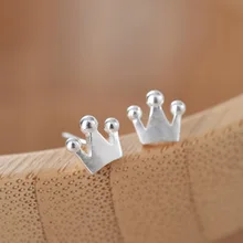 925 пробы серебро милые серьги-гвоздики в форме короны серьги для Для женщин Повседневное Стиль серьги для девочки личность стерлингового серебра-ювелирные изделия