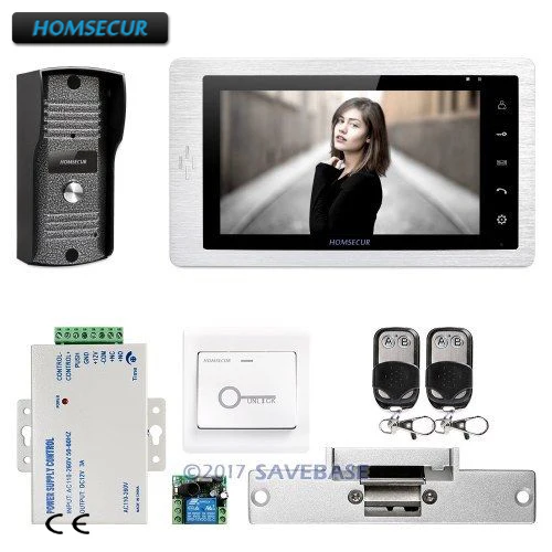 

HOMSECUR 1v1 7" Video Door Phone Intercom System+Electric Lock+Power Supply+Remote Contoller