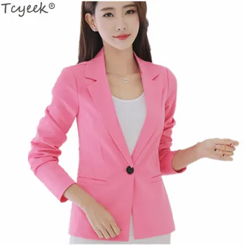 

Tcyeek 2019 Fashion Women's Spring Blazers Autumn Jackets Office Ladies Work Small Blazer Suit Elegant Female Jacket LWL281