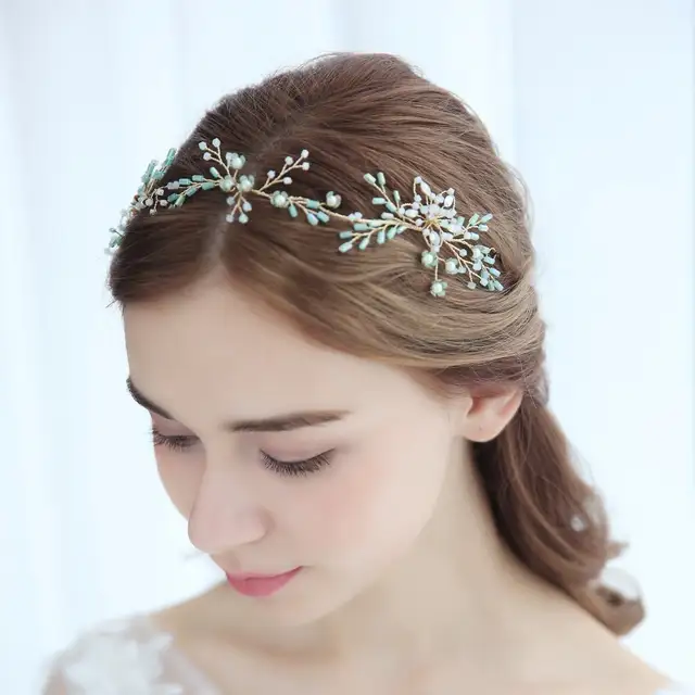 Baby Blue Hair Vine Bridal Headpiece Ethereal Crystal Flower