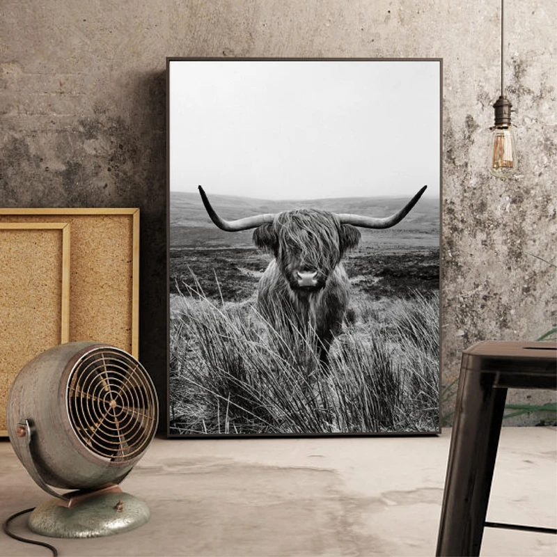 Highland Cow Canvas Art Picture Home Decor