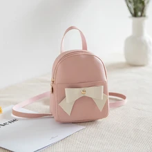 Women's Leather Mini Backpack Girls Rucksack Small Travel Shoulder Bag Ladies Bow Leather Travel Bag Female School Bag Backpacks bow decor mini shoulder bag