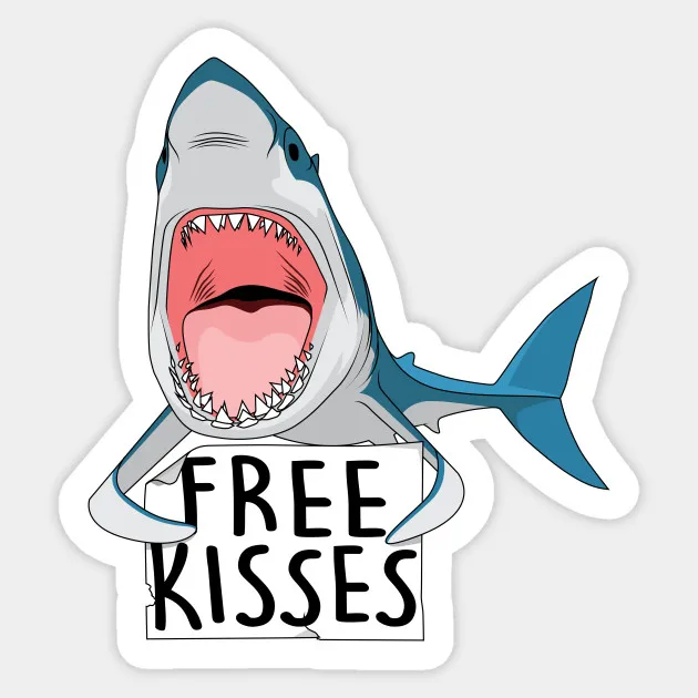

1pcs kisses Shark Sticker For Laptop Car Trunk Backpack Skateboard Guitar Decal cartoon Sticker