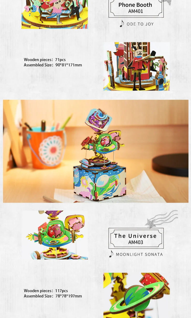 Robotime 3D головоломки DIY Windup собраны модели деревянные салона свадебный подарок Music Box принцесса AM405